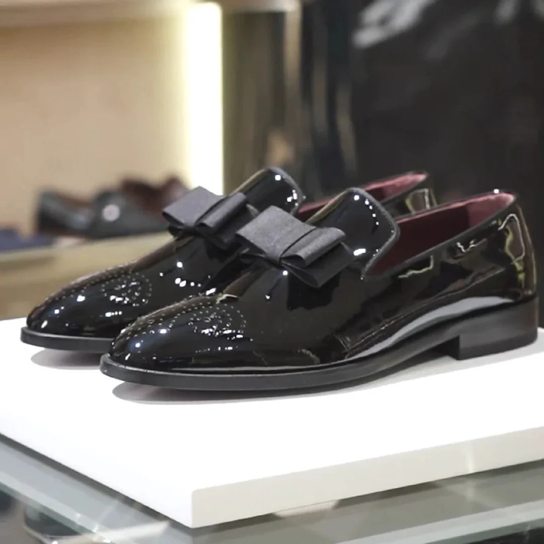 Zapatos de cuero brillante sin cordones con lazo - Imagen 4