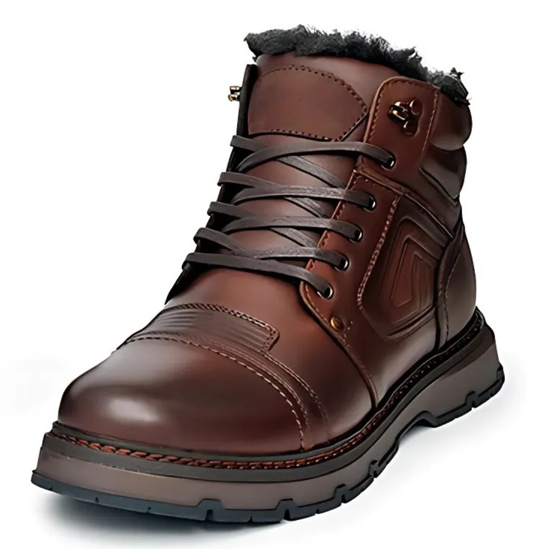 Botas de invierno para hombre de cuero auténtico marrón® - Imagen 8