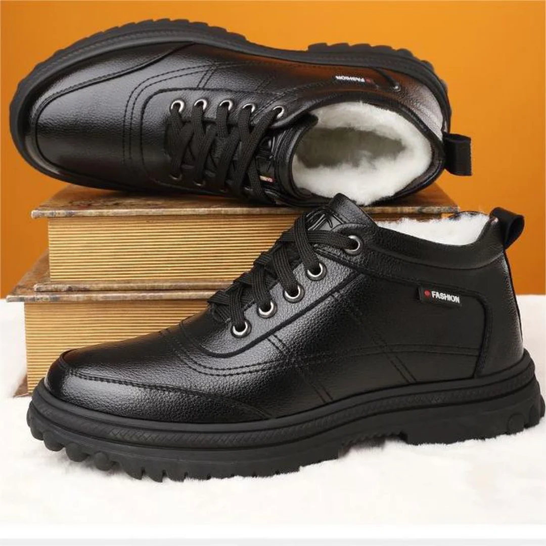 Zapatos de invierno de piel con suela de m谩xima adherencia para hombre - Imagen 7