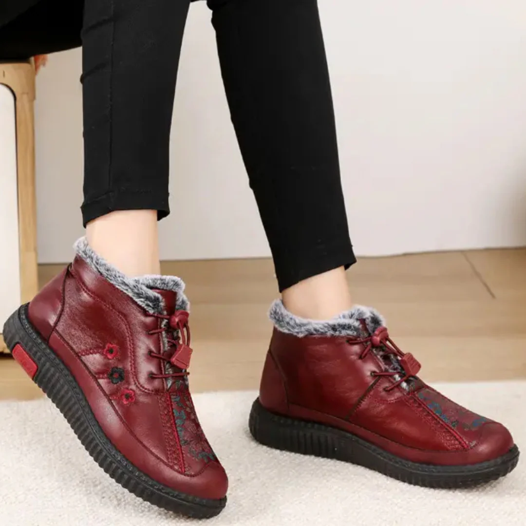 Botines de cuero hechos a mano con suela antideslizante para mujer - Imagen 4