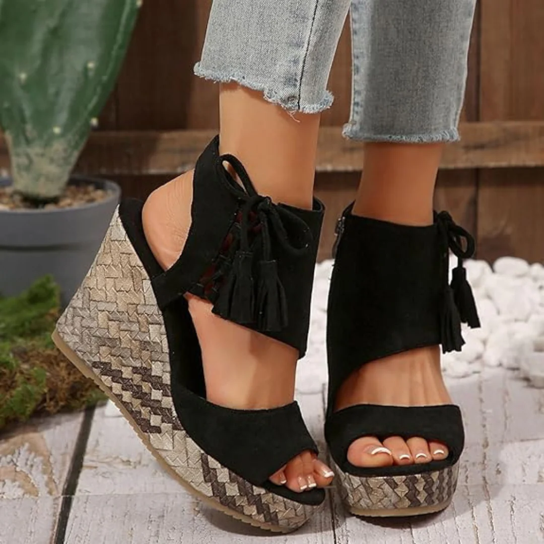 Sandalias de cuña con plataforma y punta abierta para mujer® - Imagen 5