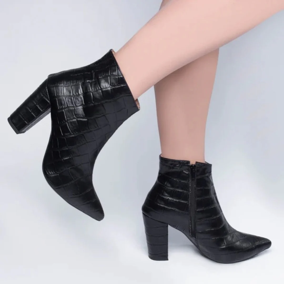 Botas de Cuero Texturizado con Punta Fina para Mujer - Imagen 7