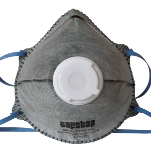 Mascarilla de carbón activo FFP2 preformada con válvula. Caja 12 uds SAFETOP 30380