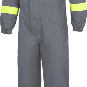 Buzo ignífugo y antiestático reforzado y con cintas reflectantes