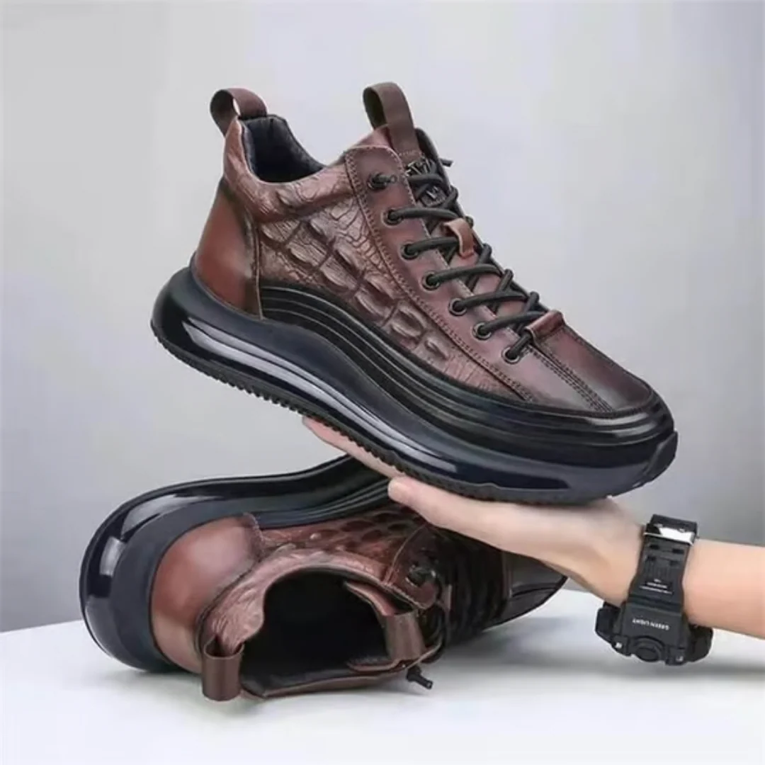 Zapatos Casuales de Cuero con Amortiguaci贸n de Aire para Hombre