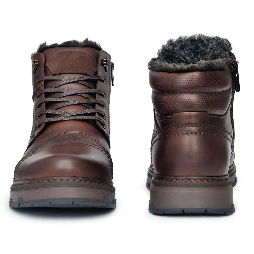 Botas de invierno para hombre de cuero auténtico marrón®