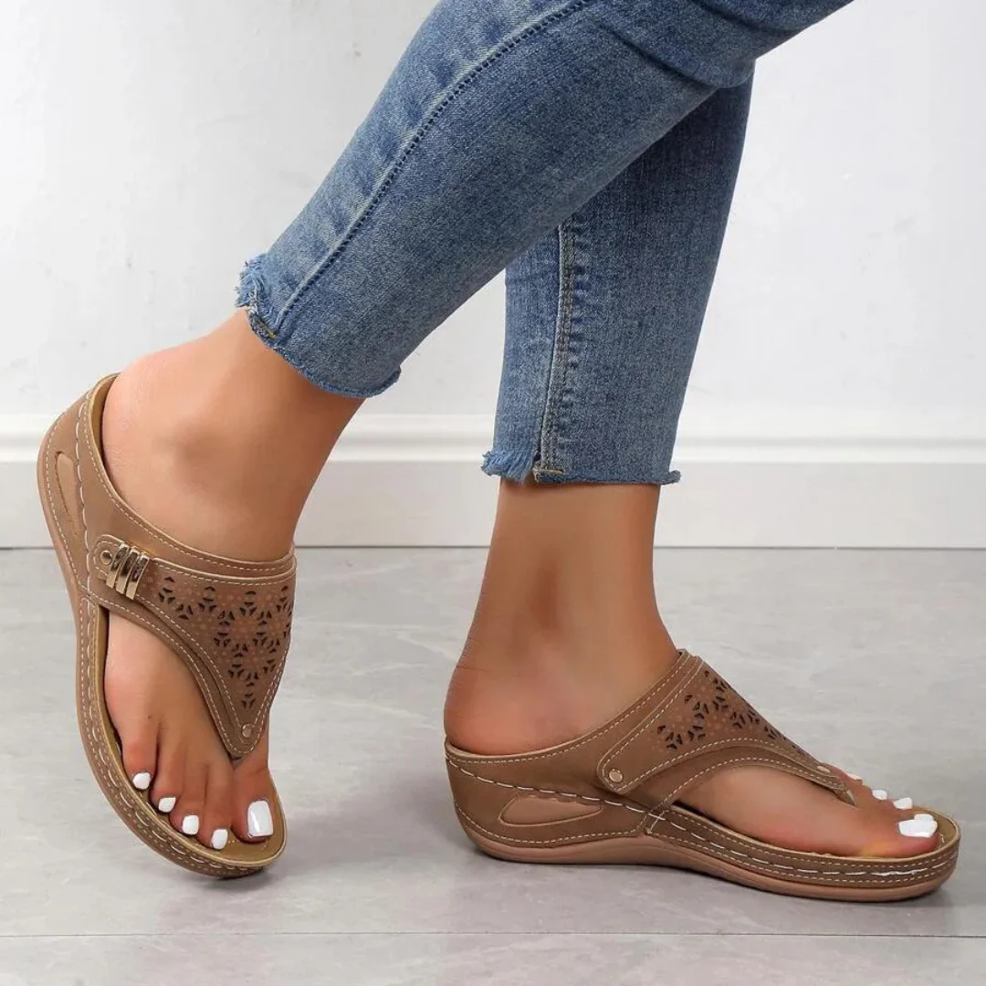 Sandalias de cuero transpirable con suela antideslizante para mujer - Imagen 6
