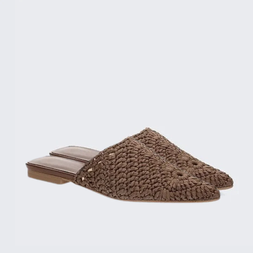 Sandalias planas de ganchillo estilo boho庐