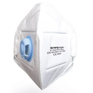 Mascarilla FFP3 c/válvula metal free plegable 31700. Caja 12 uds SAFETOP  31700