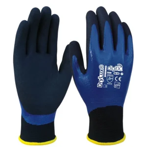 Guante bicapa de nitrilo azul impermeable y granulado DRYLUX SAFETOP 60-42
