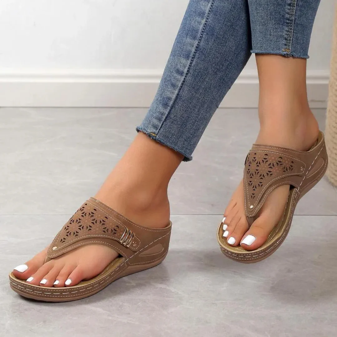 Sandalias de cuero transpirable con suela antideslizante para mujer - Imagen 7