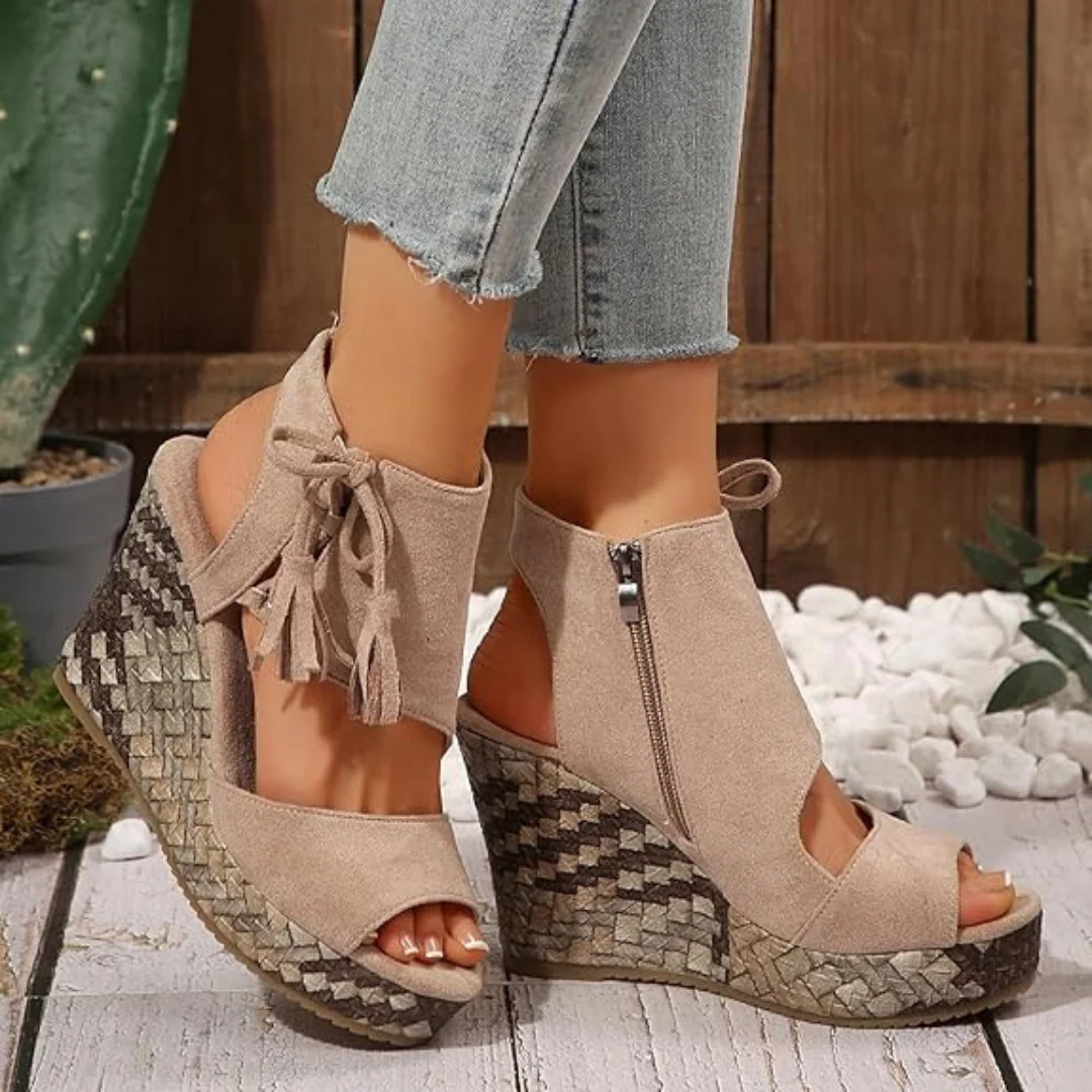 Sandalias de cuña con plataforma y punta abierta para mujer®