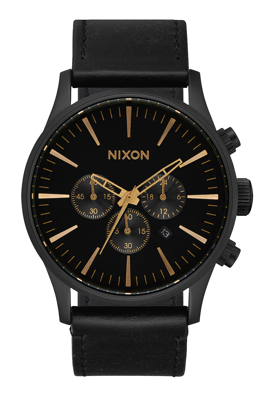 Sentry Chrono Leather - Negro mate / Dorado / Negro