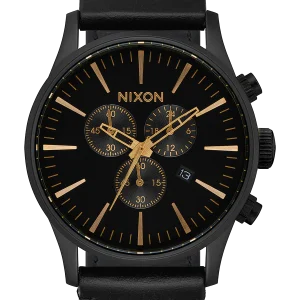 Sentry Chrono Leather - Negro mate / Dorado / Negro