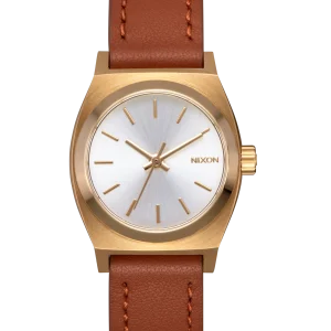 Small Time Teller Leather - Oro claro / Esfera blanca
