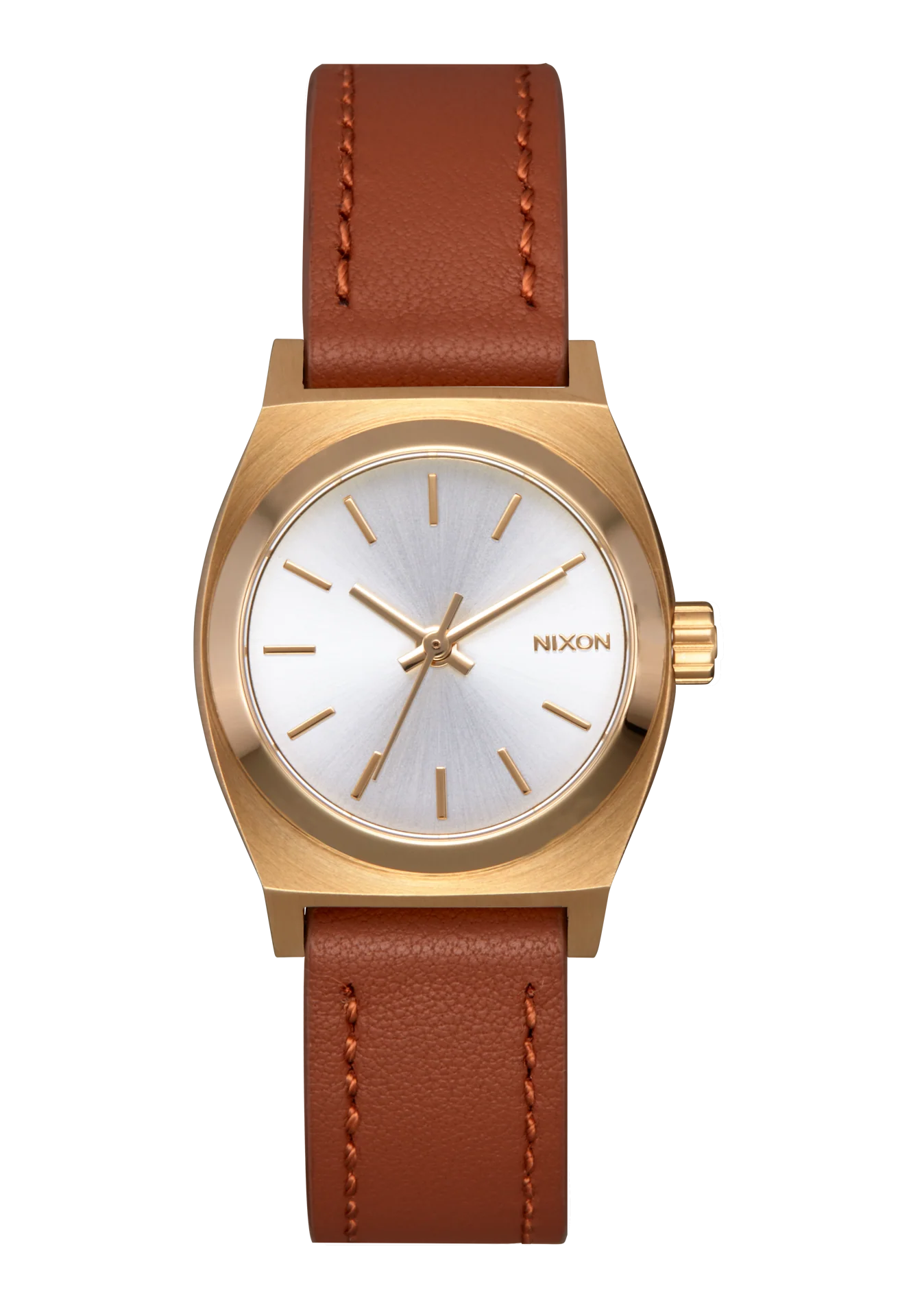 Small Time Teller Leather - Oro claro / Esfera blanca