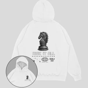 Hoodie blanco ajedrez (UNISEX)