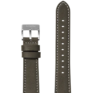 23mm Stitched Leather Band - Oliva oscuro