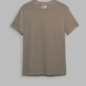 Camiseta básica Semi-oversize Café claro (UNISEX)