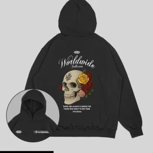 Hoodie Negra Worldwide Cráneo (UNISEX)