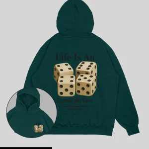 Hoodie verde botella Dados (UNISEX)