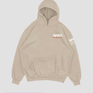 Hoodie beige Nasa doble logo (UNISEX)