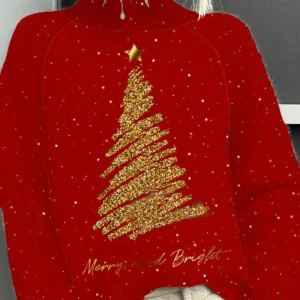 Inés - Suéter navideño con árbol de Navidad dorado