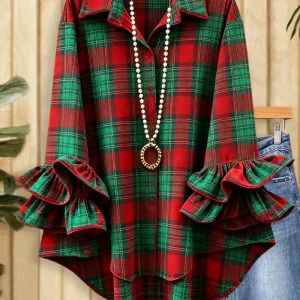 Aida | Blusa de cuadros con cierre de botones