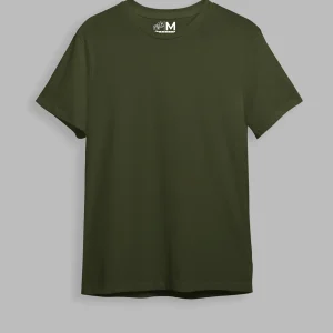 Camiseta básica Semi-oversize Verde militar (UNISEX)