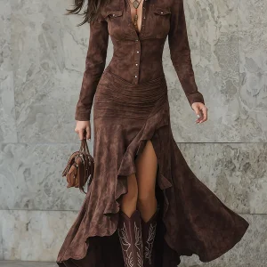 Valeria | Vestido largo con volantes