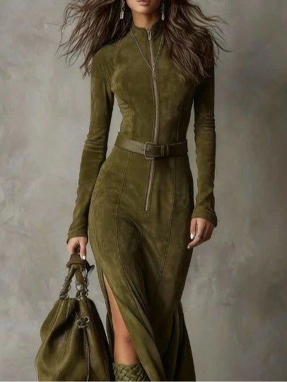 Alessia | Vestido largo de ante - Imagen 3